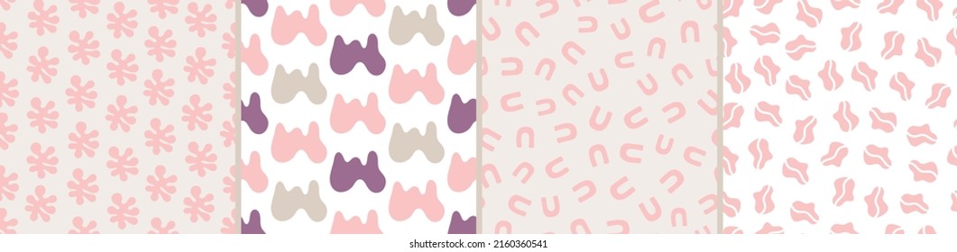 Set of colorful seamless patterns. Bright abstract shapes
