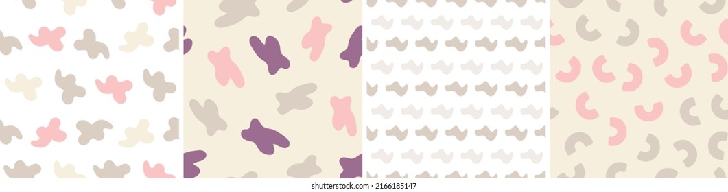 Set of colorful seamless patterns. Bright abstract shapes