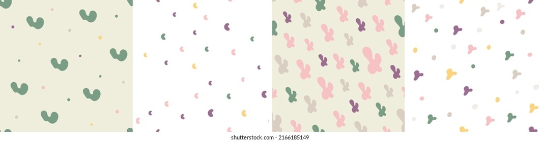 Set of colorful seamless patterns. Bright abstract shapes