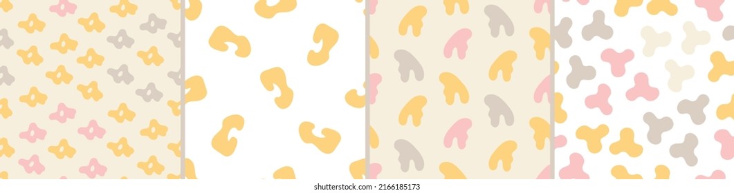 Set of colorful seamless patterns. Bright abstract shapes