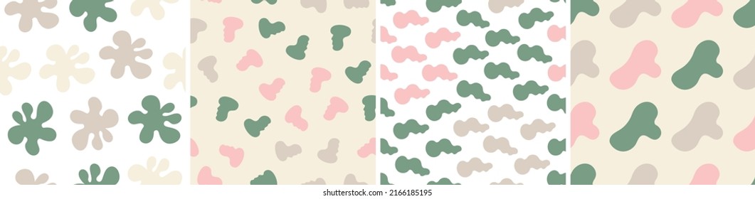 Set of colorful seamless patterns. Bright abstract shapes
