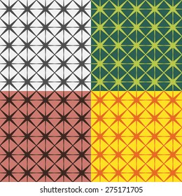 Set of colorful seamless patterns from cells on a monophonic background