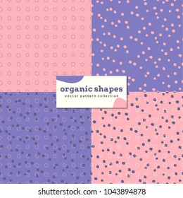 Set of colorful seamless patterns with rounded organic shapes. Vector abstract background