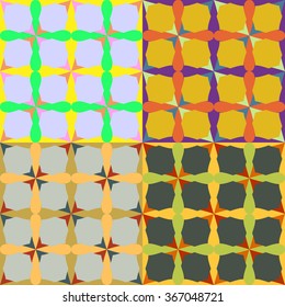 Set colorful seamless vector pattern of geometric shapes and symmetrical components