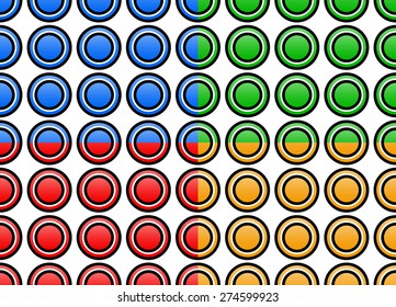Set of colorful seamlessly repeatable circle patterns, circle backgrounds