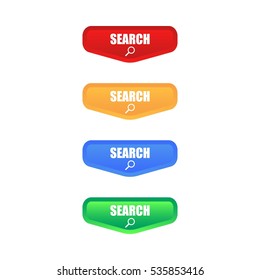 Set of Colorful Search Button. Isolated on white background.