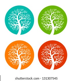 Set of Colorful Season Tree icons, vector logo illustration