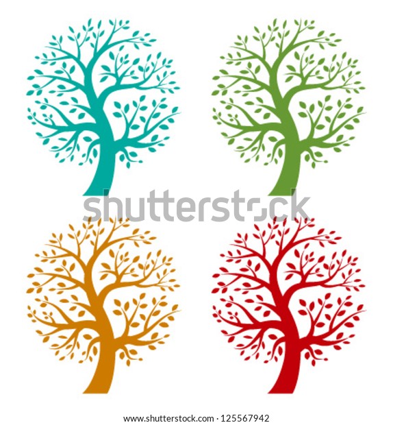 Set Colorful Season Tree Logo Vector Stock Vector (Royalty Free ...