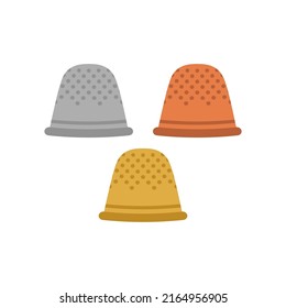 Satz bunter Nähschimmel einzeln auf weißem Hintergrund, flaches Design