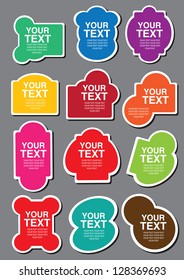 A set of colorful shapes cutout with area for own text. Vector illustration.