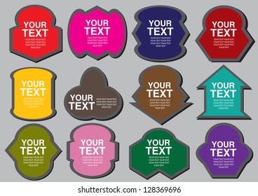 A set of colorful shapes cutout with area for own text. Vector illustration.