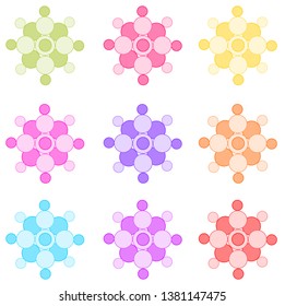 Set of colorful shapes, isolated vector elements on the white background, flat style, abstract objects for a pattern, a banner, a wrapping and other
