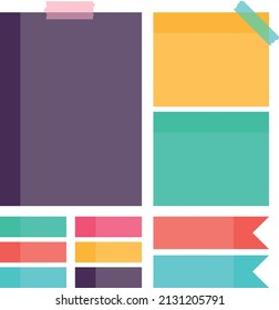 Set of colorful sheets and papers