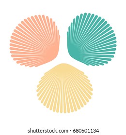 Set of colorful shells in flat style. Vector illustration isolated on white background. EPS10.
