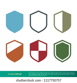 Set Colorful Shield Icon Vector Logo Template Illustration Design. Vector EPS 10.