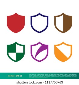 Set Colorful Shield Icon Vector Logo Template Illustration Design. Vector EPS 10.