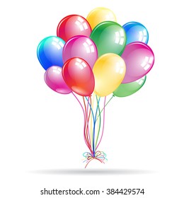 Set of colorful shiny balloons. Vector illustration.