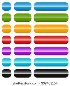 Set of colorful, shiny banner or button backgrounds on white.