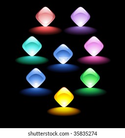 Set colorful shiny buttons