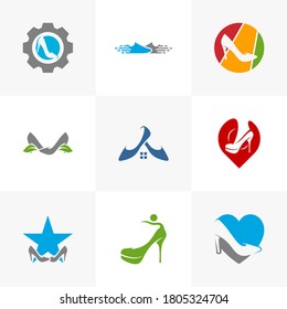 Set of Colorful Shoes logo design concept vector template, Icon symbol, Design creative