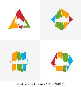 Set of Colorful Shoes logo design concept vector template, Icon symbol, Design creative