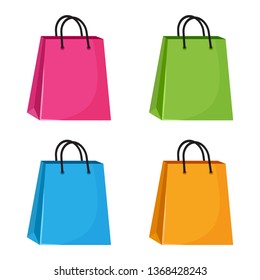 Coloridas bolsas de papel para la compra. Ilustración del vector