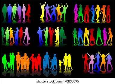 set of colorful silhouettes of conceptual
