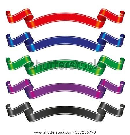 set of colorful silver vector ribbons for your text 