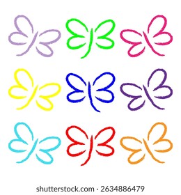 set of colorful simple butterfly