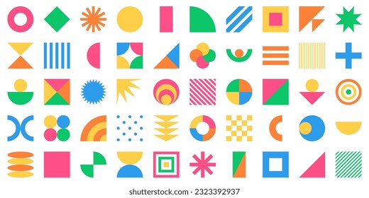 Set of colorful simple geometric shapes.