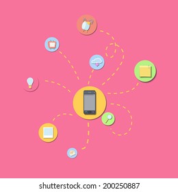 Set of colorful and simple icons. Vector design 