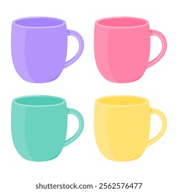 set of colorful simple mugs