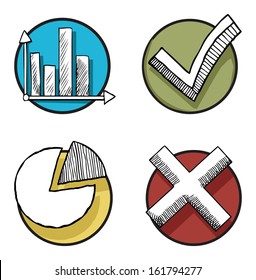 Set of colorful simple symbols, vector illustration