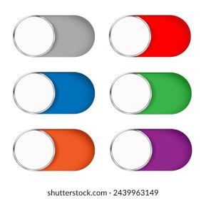 Conjunto de botones deslizantes coloridos sobre un fondo blanco. Ilustración de vector