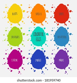 set of colorful sloppy eggs for Easter