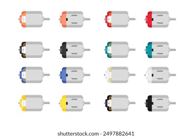 Set of colorful Small DC Motor. Connect Control toy, hobby, Robot.