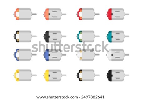 Set of colorful Small DC Motor. Connect Control toy, hobby, Robot.