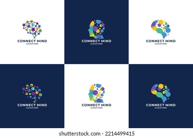 conjunto de personas inteligentes y coloridas con el concepto de logotipo de conexión.