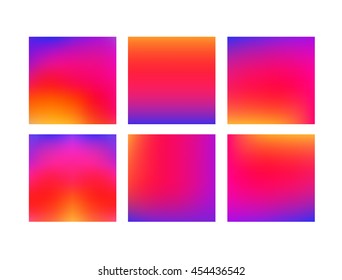 Set of colorful smooth gradient color background. Vector illustration. 