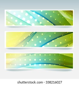 Set with colorful smooth light lines background. Vector illustration