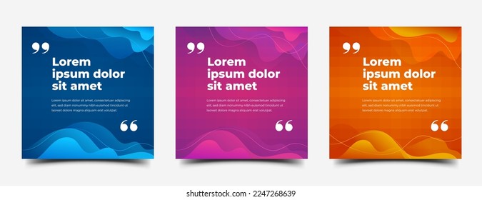 Set of Colorful social media post template for quote background
