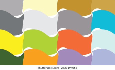 Set of colorful social media post vector template using wavy shapes element