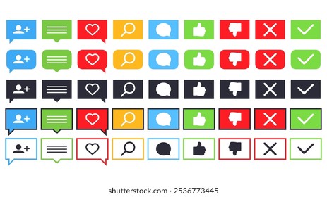 Set of colorful social network icons. Vector illustration. Flat minimalist style design.