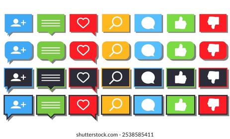 Set of colorful social network icons. Vector illustration. Flat minimalist style design.