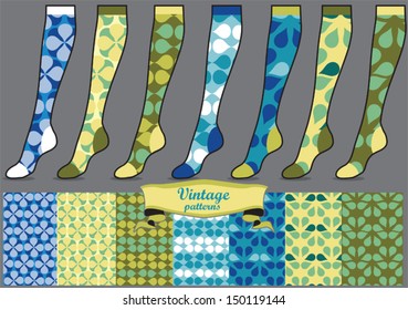 Set of colorful socks with flowers