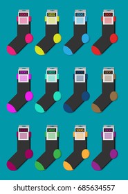 Set of colorful socks. Vector flat ilustration.