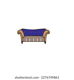 Hier finden Sie farbenfrohe Sofas im Cartoon-Stil. Vektorgrafik von Orten zum Entspannen und Fernsehen für die Inneneinrichtung auf. Es gibt verschiedene Betten, Sofas im Cartoon-Stil. Vektorgrafik von bunter und mode