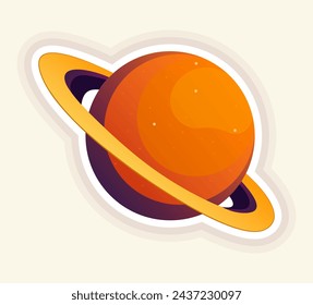 Conjunto de pegatina de espacio colorido. Con una ilustración magistral y un diseño creativo, esta obra de arte representa un planeta del sistema solar en un encantador estilo de dibujos animados. Ilustración vectorial.