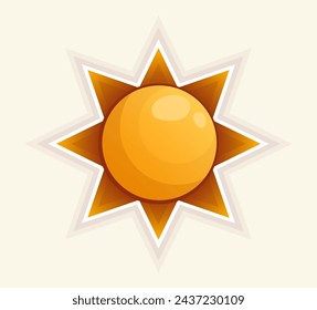 Set of colorful space sticker. This illustration shows a bright sun in a colorful cartoon style.Vector illustration.