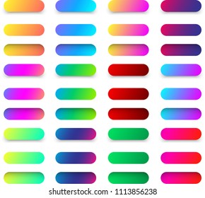 Set of colorful spectrum web icon and button templates isolated on white background. Vector illustration.